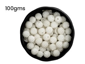 Cuentas plasticas bolitas punteadas blancas 